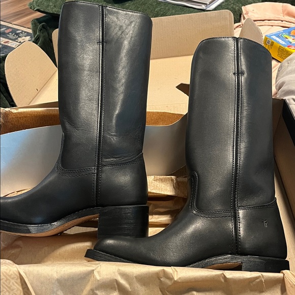 Frye 14L Campus Black Square Toe Pull On Riding Boots Women’s 8 Shoes Made in US - Picture 9 of 10